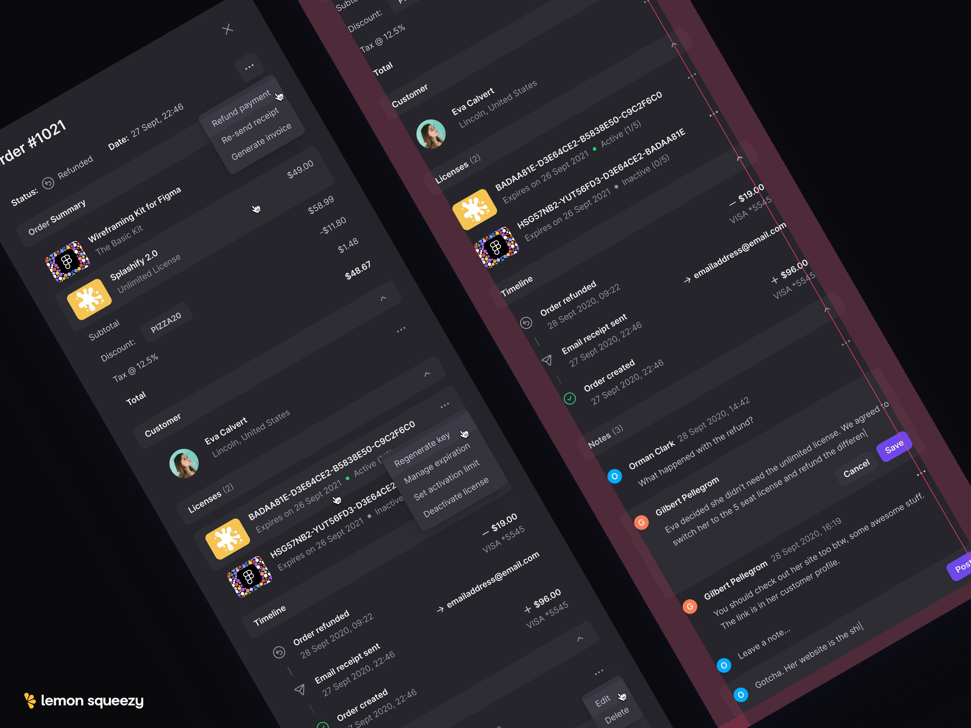 Lemon Squeezy Orders Panel Dark Mode
