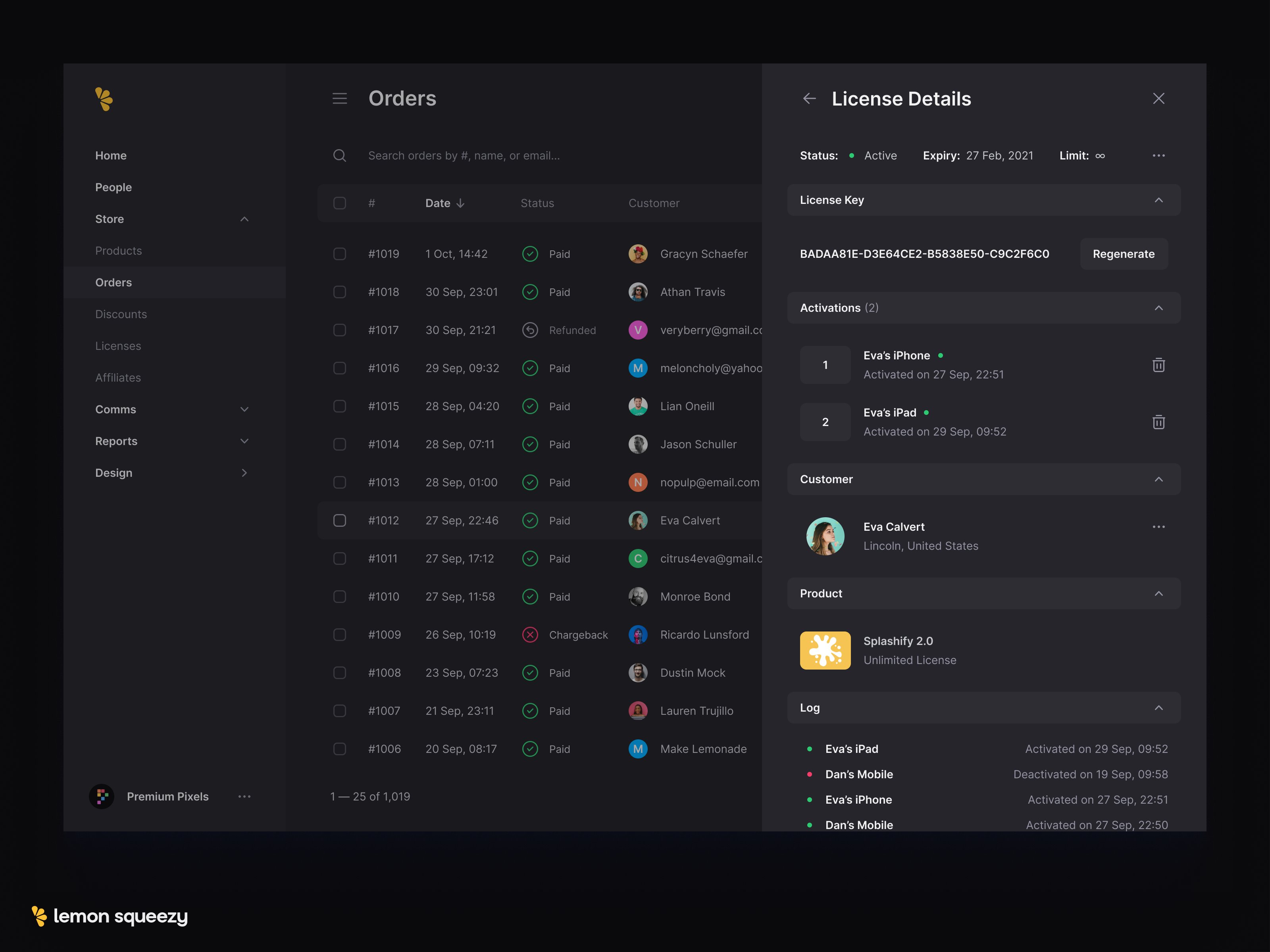 Lemon Squeezy Licence Panel Dark Mode