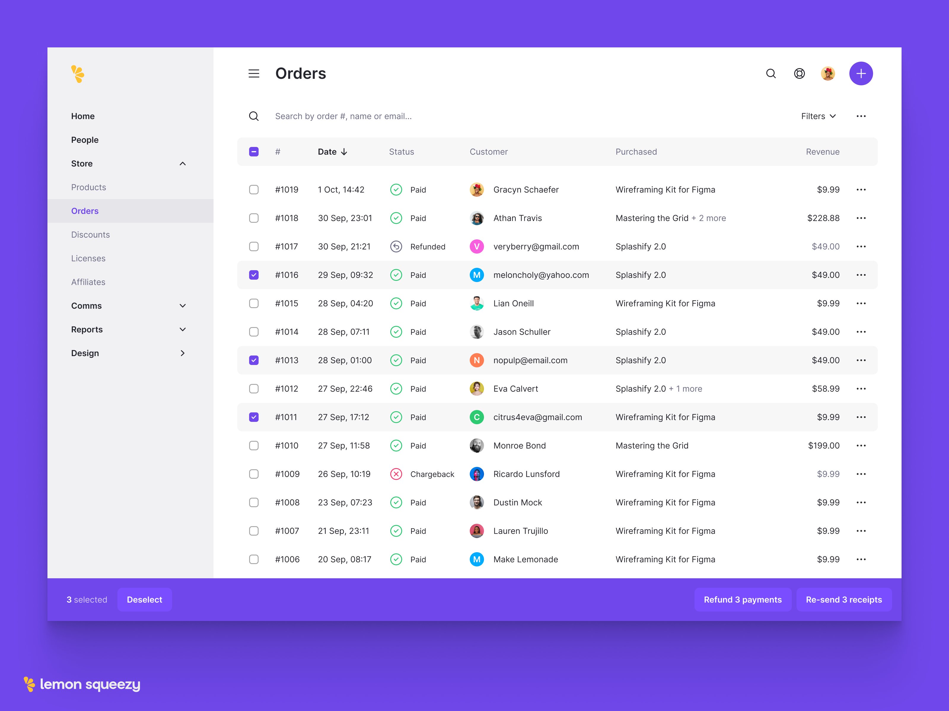 Multi-select and bulk actions