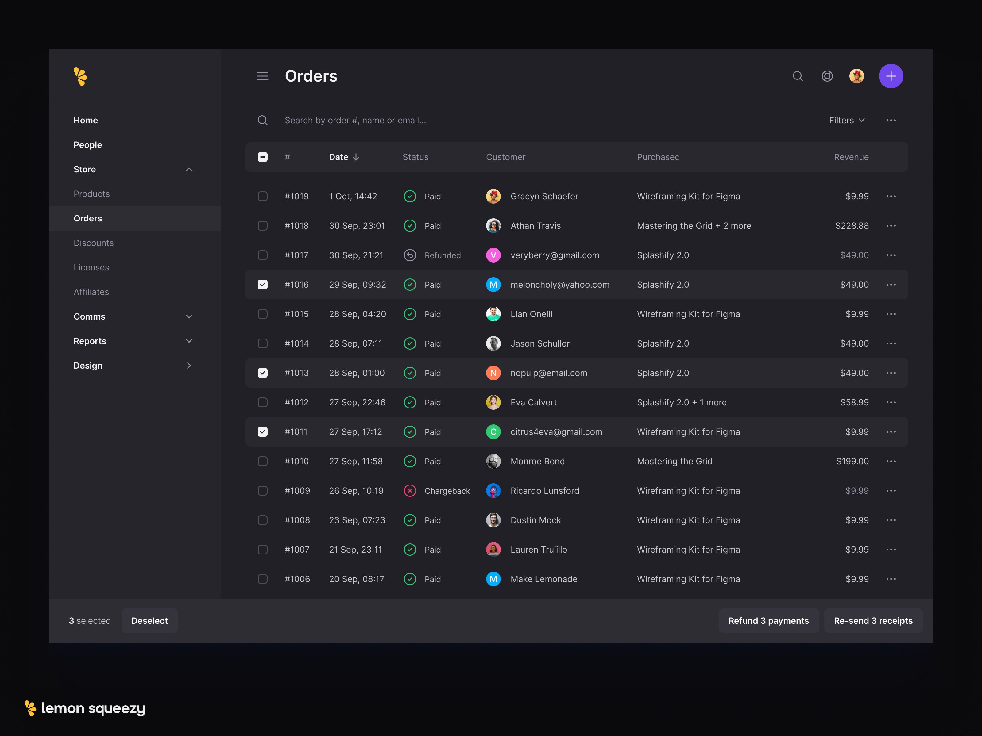 Multi-select and bulk actions