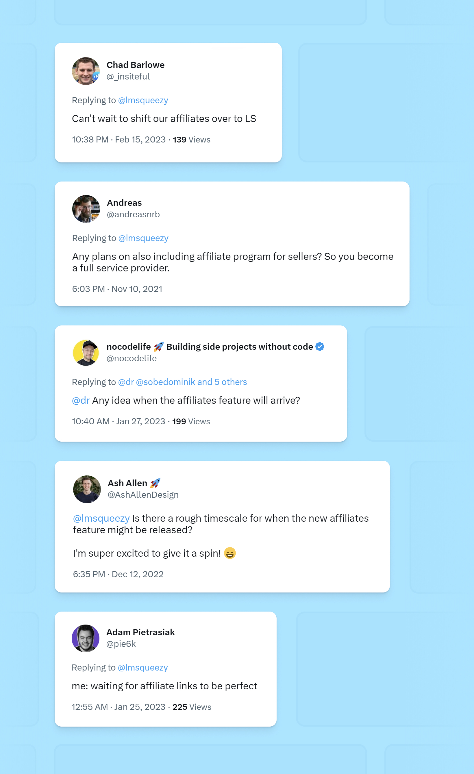 Affiliate requests on twitter
