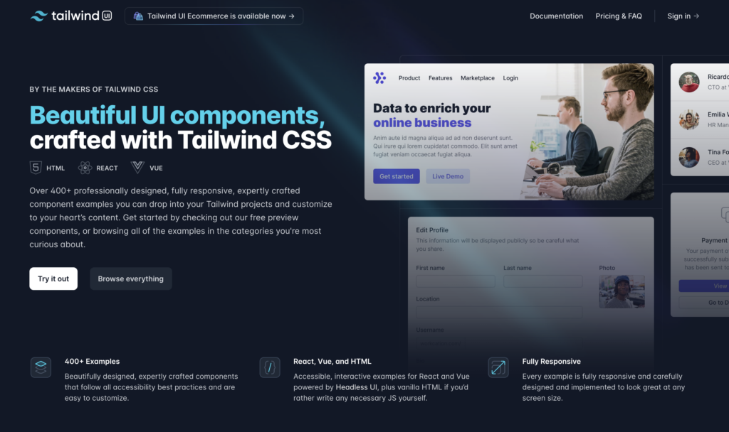 Get a head start using Tailwind CSS with Tailwind UI