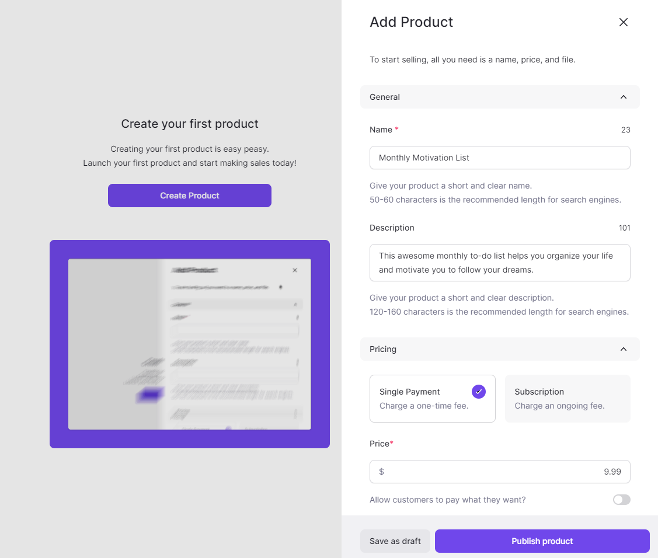 Add your first digital product